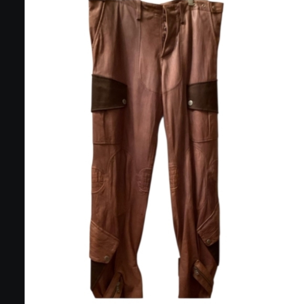 D&G Dolce & Gabbana Brown Leather Pants